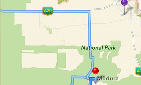 Apple corrects Map issue in Mildura Australia.